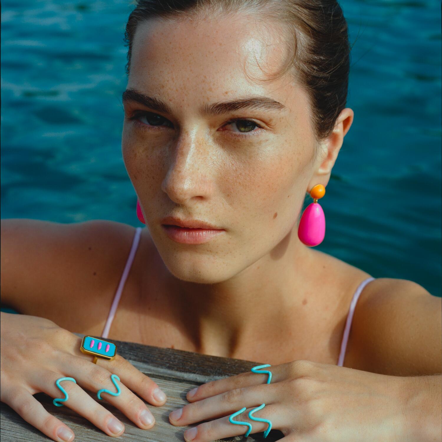 Drop øreringe - Neon Pink/Orange